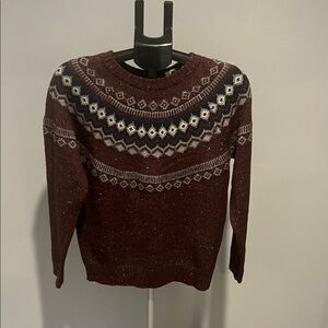 Weatherproof Womens Burgundy Patterned Crewneck Sweater (316)